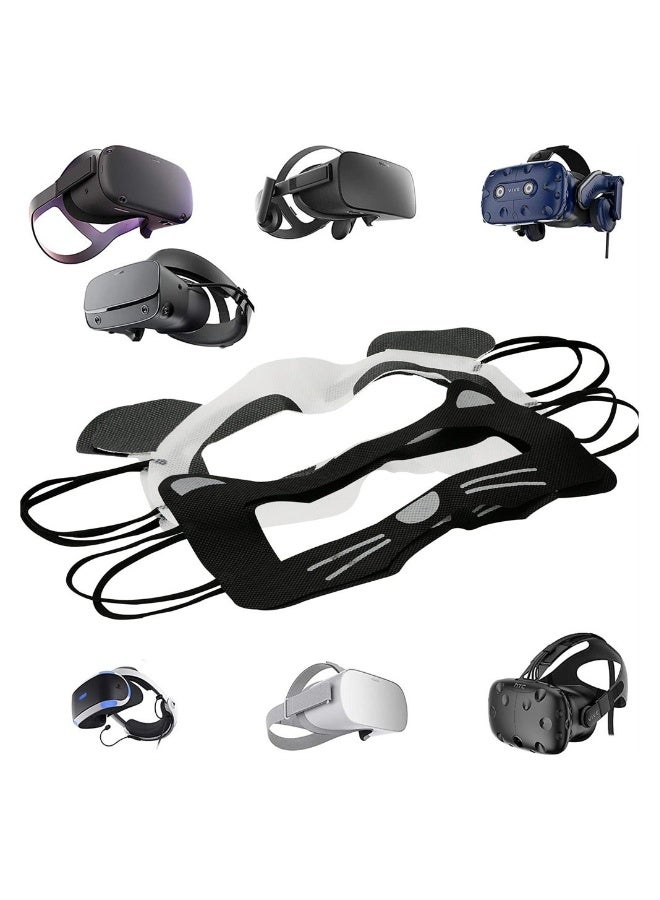 100 قطعة قناع VR ذات تصميم كرتوني للاستخدام مرة واحدة لـ Oculus Quest 2 و Quest Pro و PSVR2، مناسب للبشرة، قابل للتنفس، ناعم، مريح، ونظيف، قناع VR عالمي (باندا + قطة سوداء) - Image 2