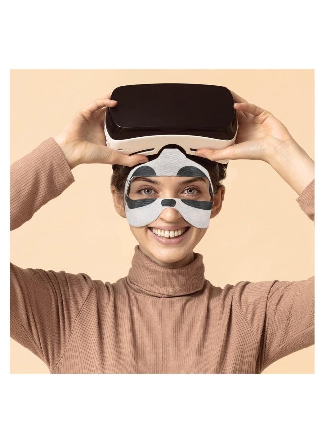 100 قطعة قناع VR ذات تصميم كرتوني للاستخدام مرة واحدة لـ Oculus Quest 2 و Quest Pro و PSVR2، مناسب للبشرة، قابل للتنفس، ناعم، مريح، ونظيف، قناع VR عالمي (باندا + قطة سوداء) - Image 1