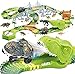 Mini Tudou 174 PCS Flexible Dinosaur Train Tracks and Race Cars Playset with 8 Dinosaurs Figures Electric Vehicles Lights  Create Road Racing World for Toddlers and Kids - Image 4