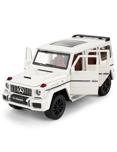 LOVEPOSELY 132 Scale Car Model Compatible for Collectible Benz G63 AMG Diecast Toy Vehicle Zinc Alloy Pull Back Toy Car with Sound and Light for Adult Boys Girls 3 4 5 6 7 8White - Image 1