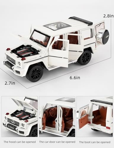 LOVEPOSELY 132 Scale Car Model Compatible for Collectible Benz G63 AMG Diecast Toy Vehicle Zinc Alloy Pull Back Toy Car with Sound and Light for Adult Boys Girls 3 4 5 6 7 8White - Image 5
