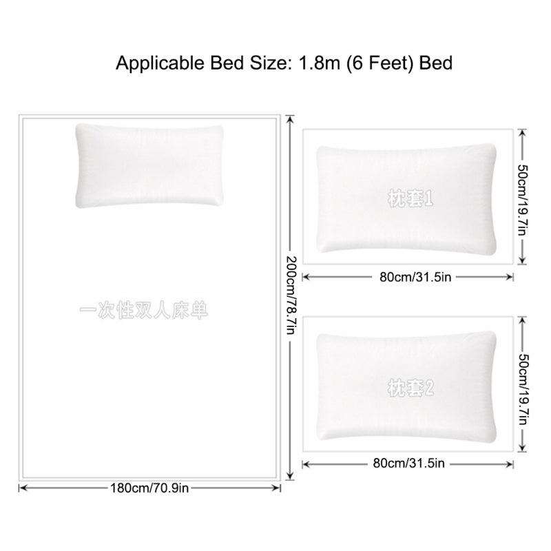 Disposable Bedding Set: 1 Bed Sheet, 1 Quilt Cover, 2 Pillowcases Ultra-Thin Lightweight Breathable Non-Woven Material - Hygienic Individually Packaged Travel Essentials for Business Travelers Outdoor - Image 4