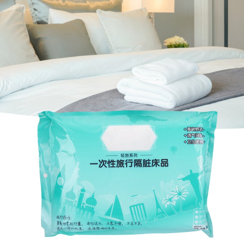 Disposable Bedding Set: 1 Bed Sheet, 1 Quilt Cover, 2 Pillowcases Ultra-Thin Lightweight Breathable Non-Woven Material - Hygienic Individually Packaged Travel Essentials for Business Travelers Outdoor - Image 1