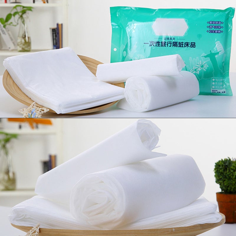 Disposable Bedding Set: 1 Bed Sheet, 1 Quilt Cover, 2 Pillowcases Ultra-Thin Lightweight Breathable Non-Woven Material - Hygienic Individually Packaged Travel Essentials for Business Travelers Outdoor - Image 5