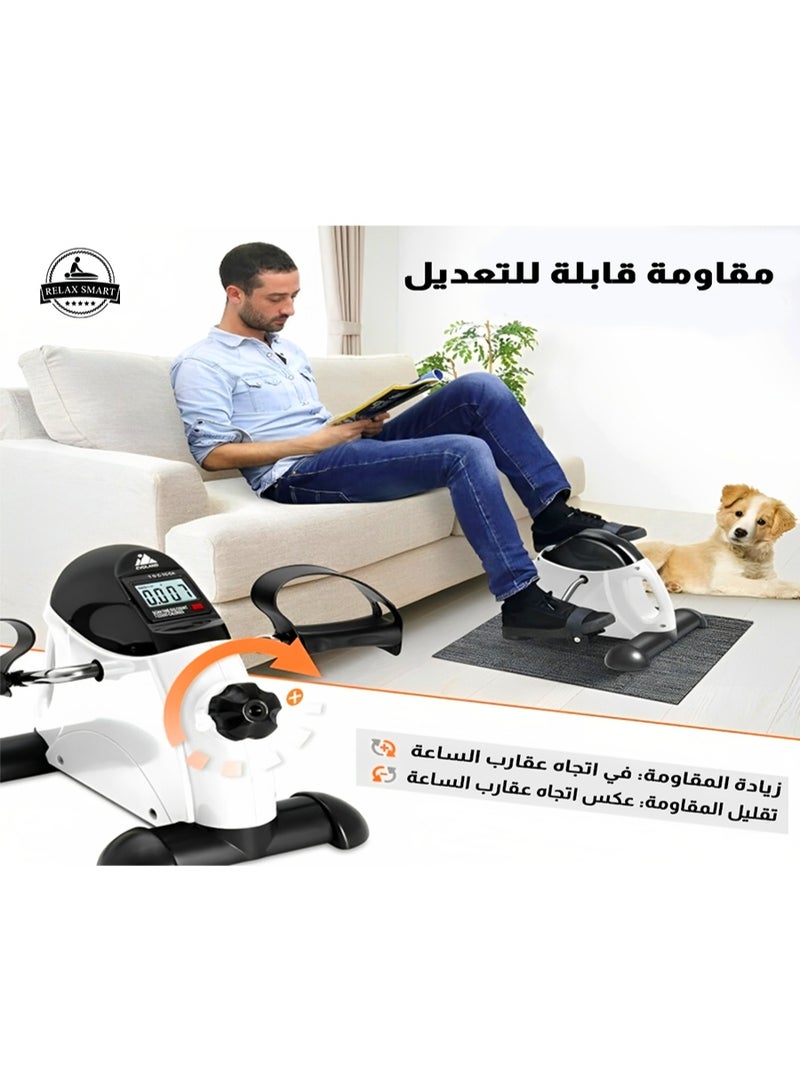 ريلاكس سمارت دراجة تمارين صغيرة مزودة بشاشة رقمية - جهاز تمارين محمول بدواسة يوضع تحت المكتب لتمرين الساقين والذراعين، جهاز لياقة بدنية صغير الحجم للاستخدام في المنزل والمكتب - Image 3