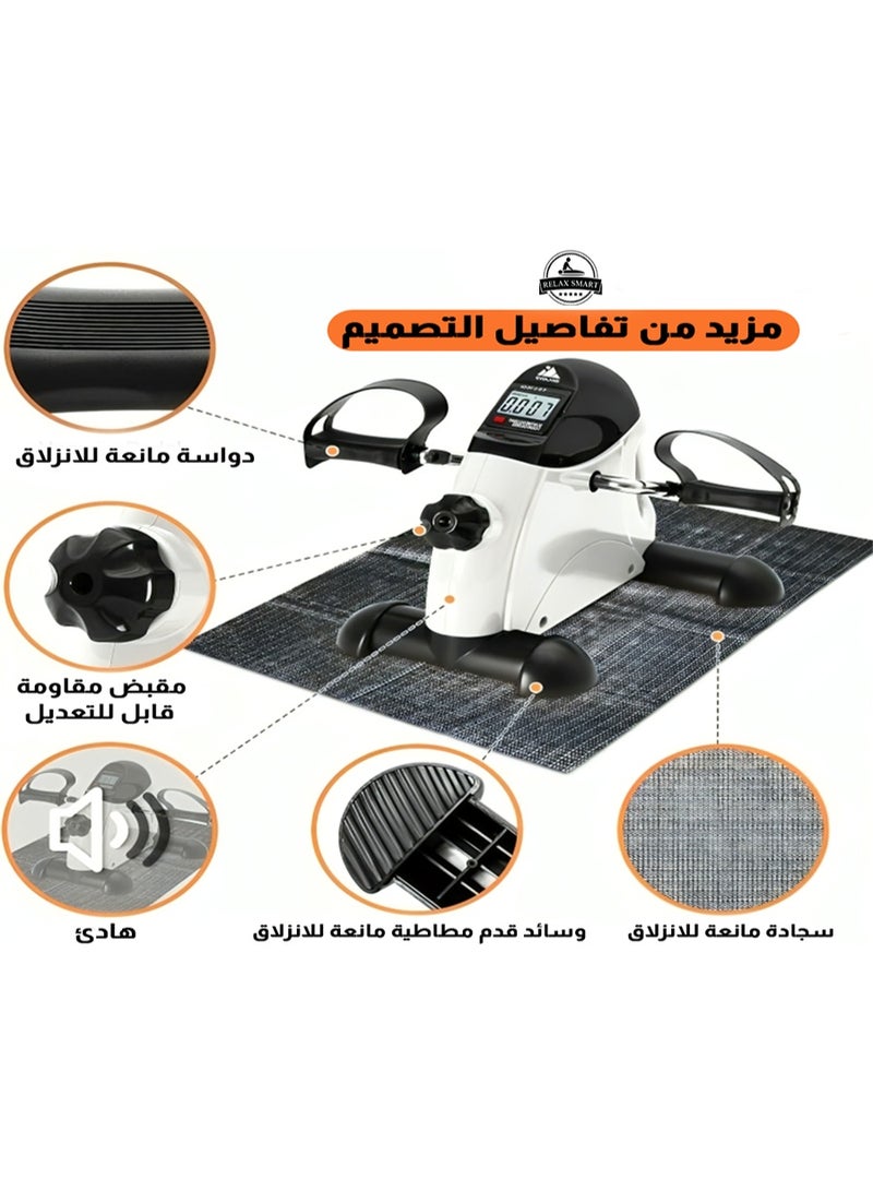 ريلاكس سمارت دراجة تمارين صغيرة مزودة بشاشة رقمية - جهاز تمارين محمول بدواسة يوضع تحت المكتب لتمرين الساقين والذراعين، جهاز لياقة بدنية صغير الحجم للاستخدام في المنزل والمكتب - Image 5