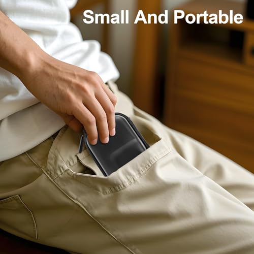 squishy Carrying Case for OSMO Action 5 Pro/4/3, Waterproof PU Leather Travel Bag with Plush Lining, Compact Storage Box with 4 Lens Caps, Black 10×7×4.5cm, Black - Image 3