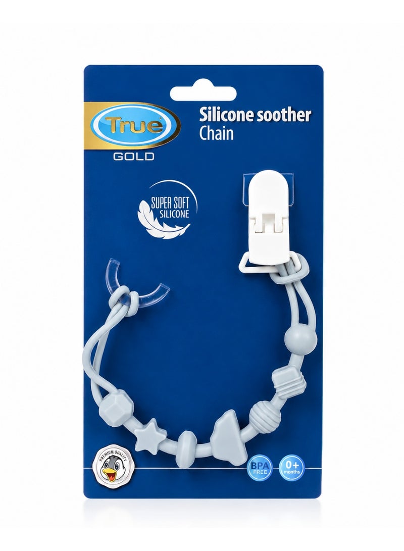 True Gold Silicone Pacifier Chain – Blue BPA FREE