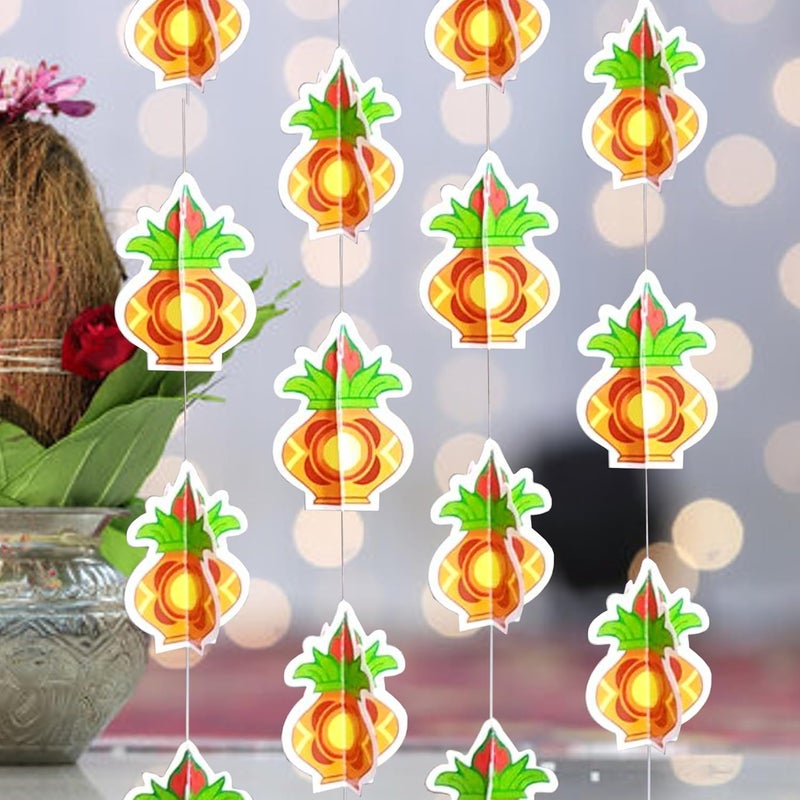 TOYXE Diwali Decoration Kalash Paper Frills 3D Set of 4 Pieces | Hanging Garland Decoration - Image 1