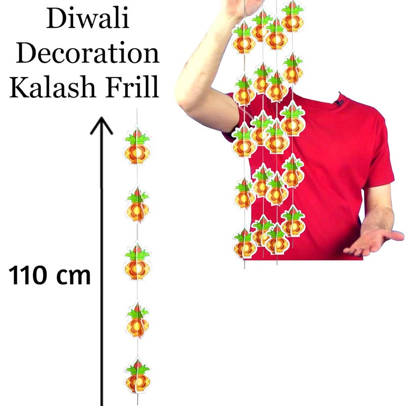 TOYXE Diwali Decoration Kalash Paper Frills 3D Set of 4 Pieces | Hanging Garland Decoration - Image 2