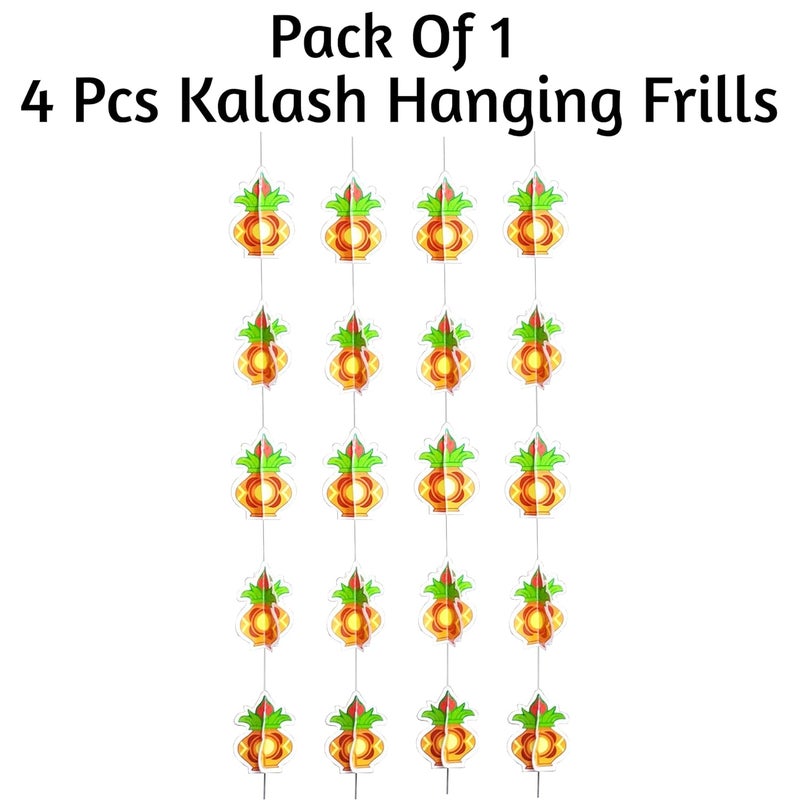 TOYXE Diwali Decoration Kalash Paper Frills 3D Set of 4 Pieces | Hanging Garland Decoration - Image 3