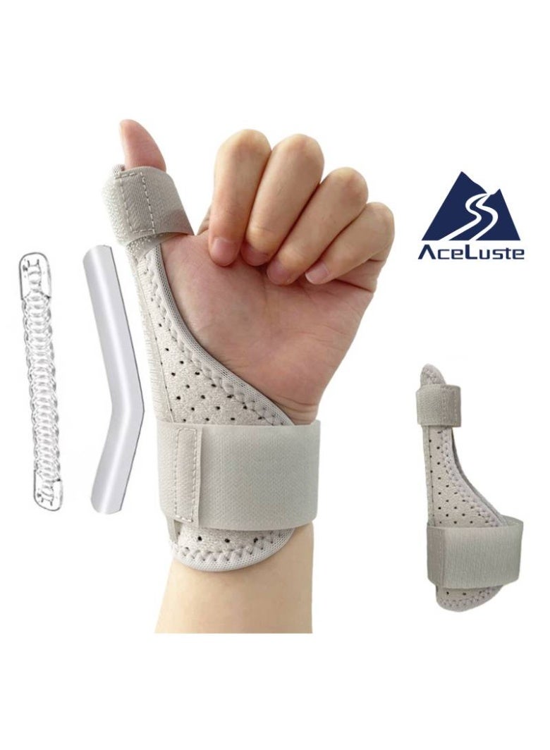 Upgraded Thumb Brace for Men and Women, Joint Thumb Spica Splint for Pain Relief, For Tendonitis TFCC Rehabilitation, Dual-Support Aluminium Plate and Spring Construction, Thumb Wrist Stabilization Support for Right or Left Hand (Grey)
