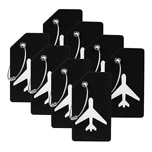 Gostwo 8 Pack Silicone Luggage Tag for Suitcases with Stainless Loop TSA Approved Privacy Protection Travel Essentials Bag Tags by Gostwo Black - Image 1