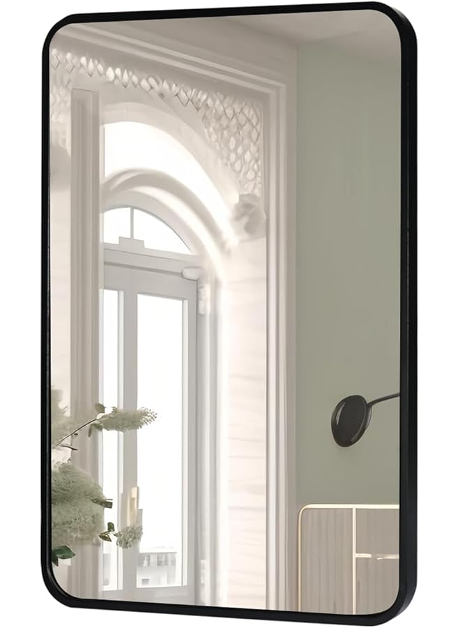 The Bros 70×50cm Bathroom Wall Mirror - Black Aluminum Alloy Frame, Dual Horizontal/Vertical Mounting, Modern Square Mirror for Bathroom Decor, Durable & Rust-Resistant Design - Image 1