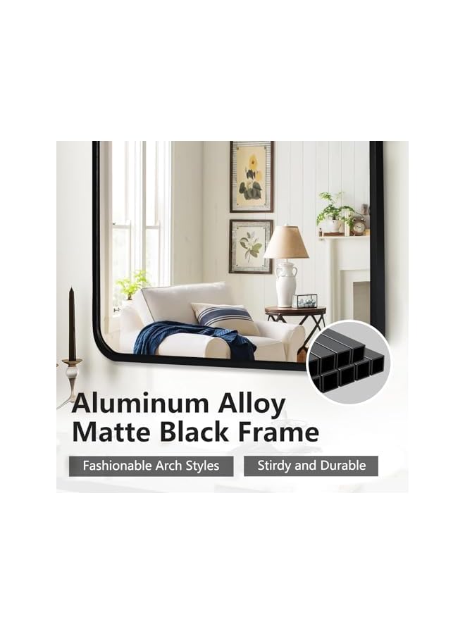 The Bros 70×50cm Bathroom Wall Mirror - Black Aluminum Alloy Frame, Dual Horizontal/Vertical Mounting, Modern Square Mirror for Bathroom Decor, Durable & Rust-Resistant Design - Image 4