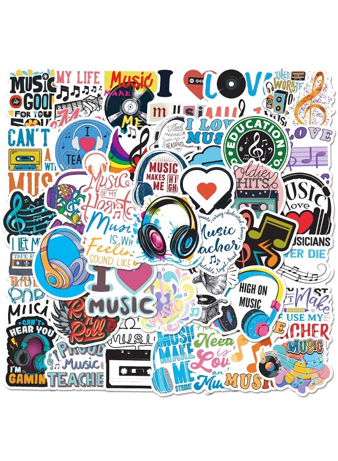 50Pcs Love Music Stickers Motivational Music Decals Trendy Musical Symbol Stickers Decals for Guitar Laptop Water Bottle Phone Scrapbook Cute Waterproof Vinyl Stickers Pack - Image 1