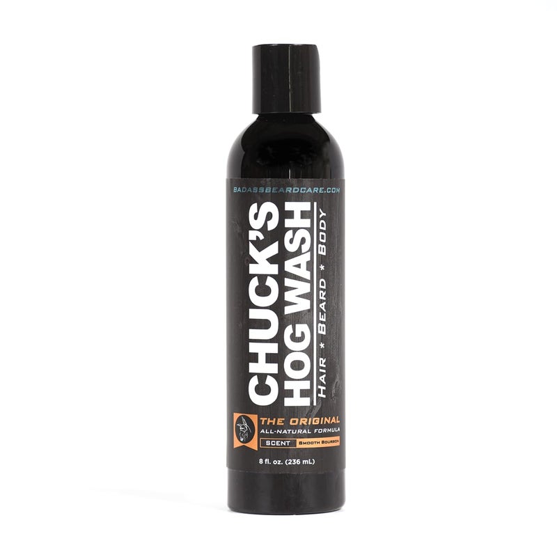 Badass Beard Care Chucks Hog Wash All Natural Beard and Body Wash The Original Scent 8oz Leaves Your Beard Softer than its Ever Been and is Suitable for Daily Use - Image 1