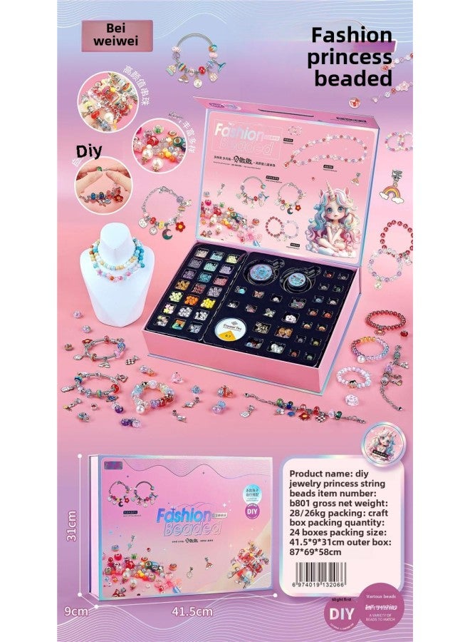 Daughter's Treasure Chest Jewelry Box Princess Children's Bracelet Beaded Diy Handmade Girl's Birthday Gift Toy-Color:B801 (from 24 Batches) - Image 1