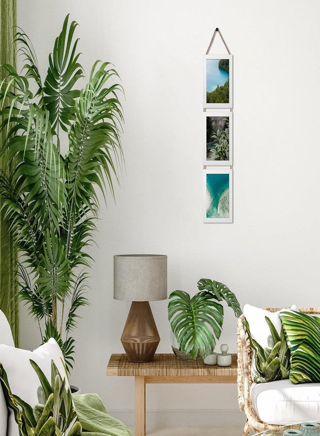 Lavezee مجموعة إطارات صور معلقة بيضاء من لافيزي، مقاس 5×7 بوصة، قطعتان، إطار عمودي بست فتحات، مصمم لعرض صور مقاس 5×7 بوصة لتزيين الجدران - Image 3