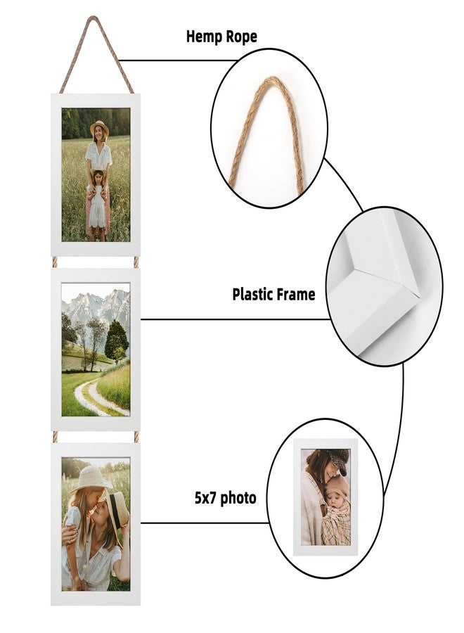 Lavezee مجموعة إطارات صور معلقة بيضاء من لافيزي، مقاس 5×7 بوصة، قطعتان، إطار عمودي بست فتحات، مصمم لعرض صور مقاس 5×7 بوصة لتزيين الجدران - Image 4