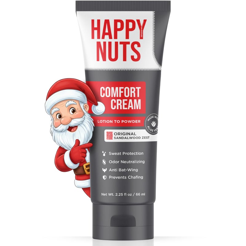 HAPPY NUTS Comfort Cream Deodorant For Men: Anti-Chafing Sweat Defense, Odor Control, Aluminum-Free Mens Deodorant & Hygiene Products for Men's Private Parts 2.25 oz. (Original) - Image 1