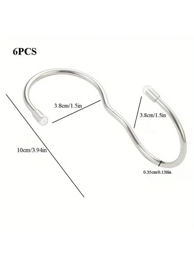 6PCS Silvery S Shape Hooks for Closet Hanging Twist Design Metal Hangers Kitchen Organizer - Image 1