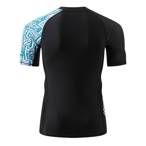 ADOREISM Men's Rash Guard Short Sleeve Quick-Dry UPF 50+ Sun Protection Compression Swim Shirts for Men (Zigzag, M) - Image 4