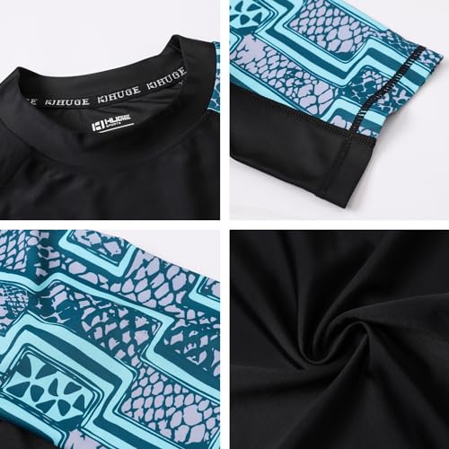 ADOREISM Men's Rash Guard Short Sleeve Quick-Dry UPF 50+ Sun Protection Compression Swim Shirts for Men (Zigzag, M) - Image 5