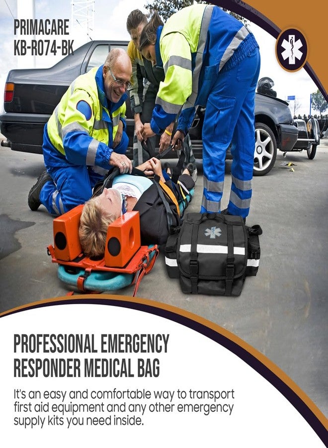 PRIMACARE حقيبة برايمكير KB-RO74-BK للاستجابة الأولى للإصابات، 17"x9"x7"، مجموعة مهنية متعددة الحجرات لحمل المستلزمات الطبية الطارئة، سوداء - Image 2