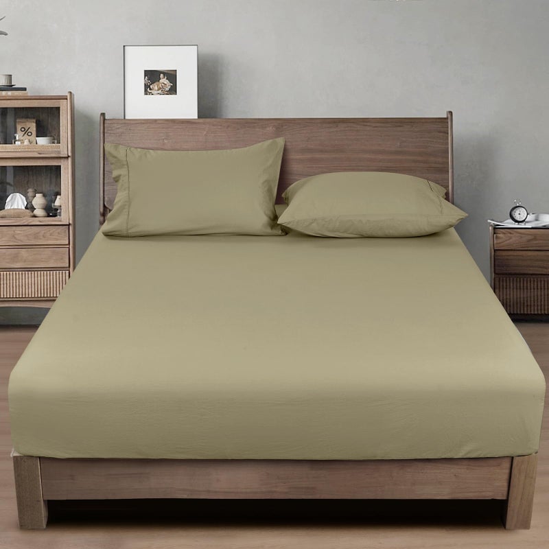 بي أتش إف PHF 100 ٪ ملابس مغسولة مغسولة من القطن المغسول بحجم الملك - السحابة المريحة من الكتان الناعم مثل الورقة السفلية فقط مع جيوب عميقة مرنة سهلة التنفس دافئة لا تتقلص 78 "× 80" "الشاي" - Image 1