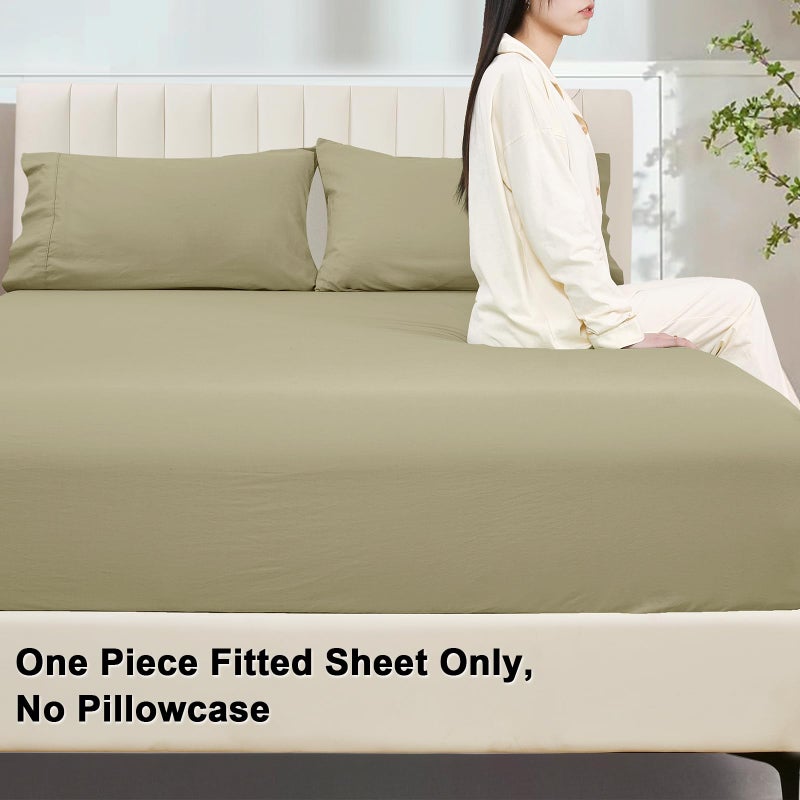 بي أتش إف PHF 100 ٪ ملابس مغسولة مغسولة من القطن المغسول بحجم الملك - السحابة المريحة من الكتان الناعم مثل الورقة السفلية فقط مع جيوب عميقة مرنة سهلة التنفس دافئة لا تتقلص 78 "× 80" "الشاي" - Image 3