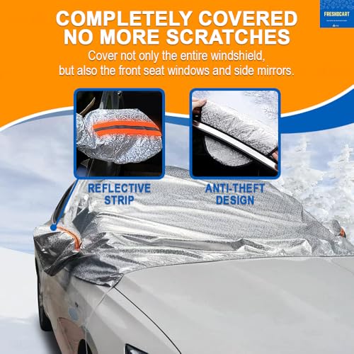 FreshDcart Nylon Car Windshield Sunshade & Snow Cover - Universal Ice Snow Guard, Ideal For Winter & Summer - Universal Fit For Cars, Trucks, And Suvs (Silver Pack Of 1) - Image 5