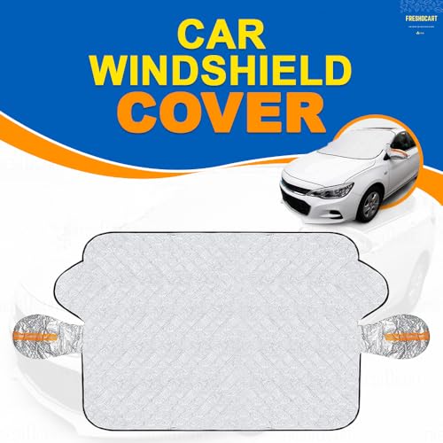FreshDcart Nylon Car Windshield Sunshade & Snow Cover - Universal Ice Snow Guard, Ideal For Winter & Summer - Universal Fit For Cars, Trucks, And Suvs (Silver Pack Of 1) - Image 2