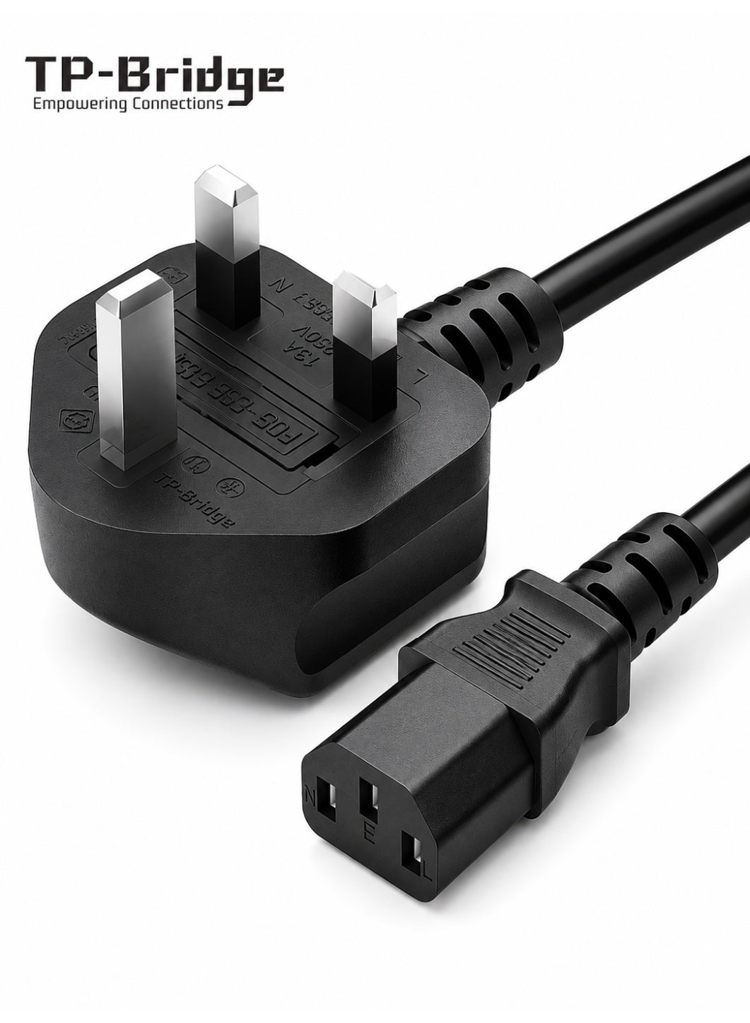 TP-BRIDGE UK Plug PC Power Cable for Desktop PC and Monitor - IEC C13 3 Meter