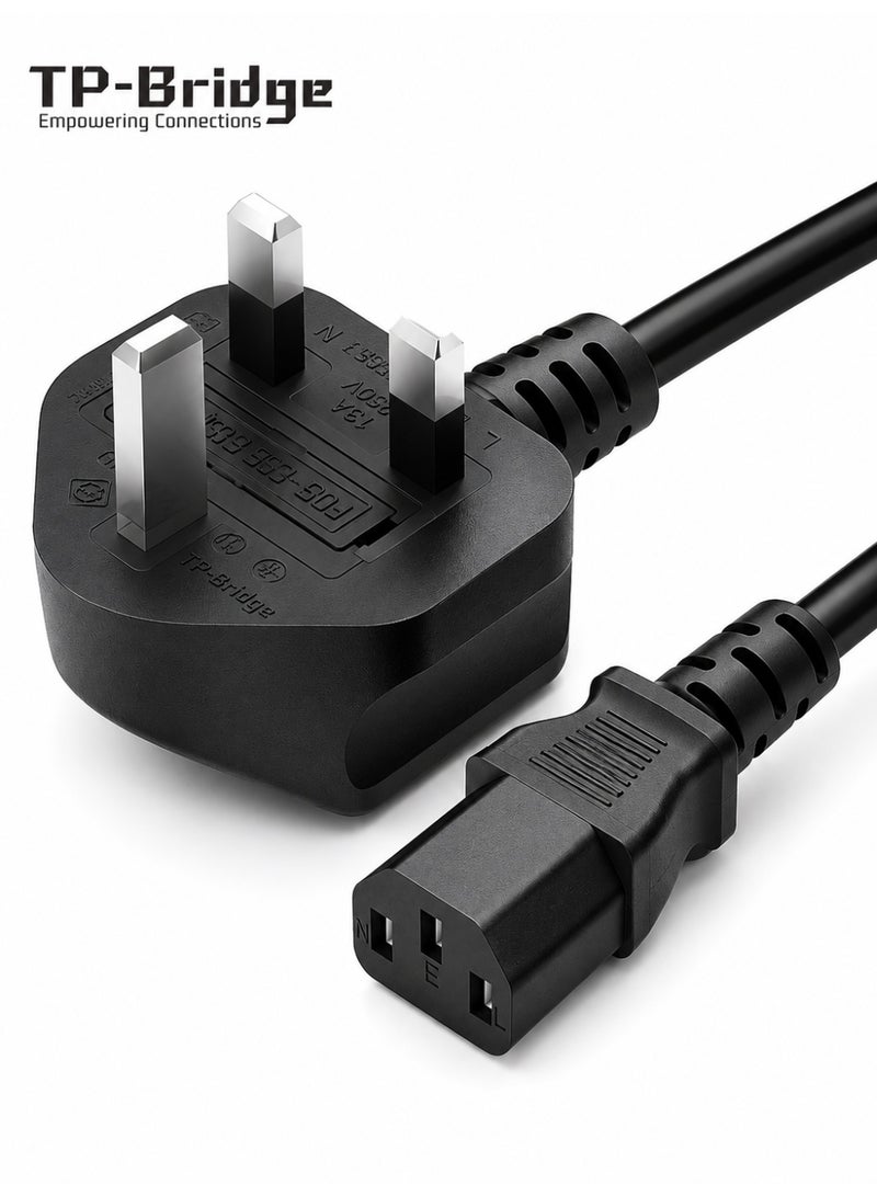 TP-BRIDGE TP Bridge IEC C13 PC Power Cable UK Plug 3M | Stable & Reliable Power Cord for PC, Monitor & Printer - Image 1