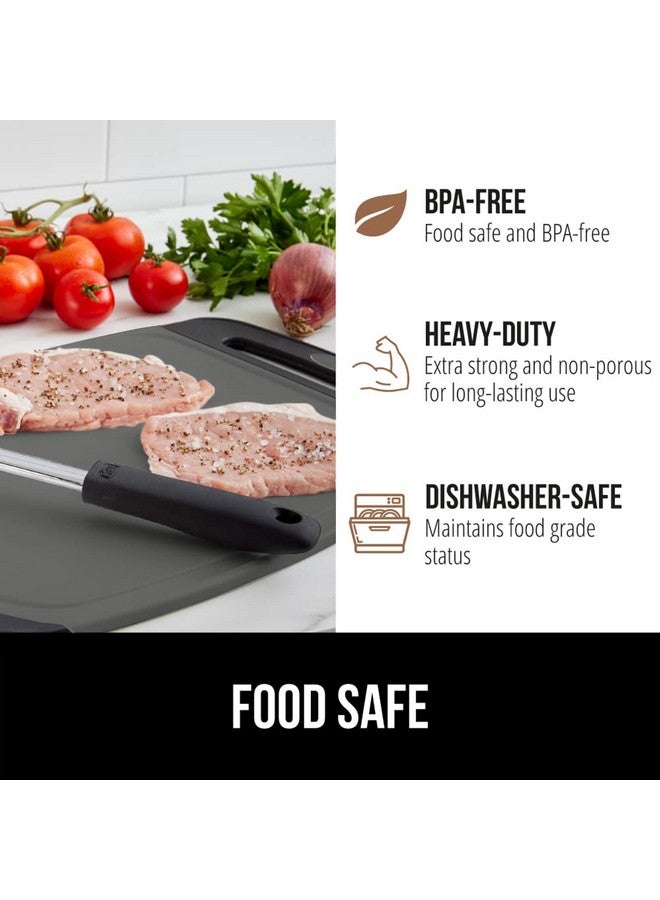 GORILLA GRIP 100% BPA-Free Reversible Kitchen Cutting Board Set of 3, Nonporous, Juice Grooves to Catch Liquid, Slip Resistant Handle Border, Dishwasher Safe, Durable Food Chopping Boards, Black Gray - Image 5