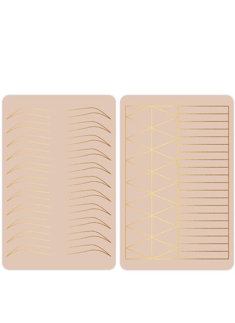 2 Pcs Inkless Double Sided Microblading Practice Skins with Brows and Geometric Shapes for Eyebrow, Permanent Makeup Silicone Skins Practice Brows Microshading and Needling