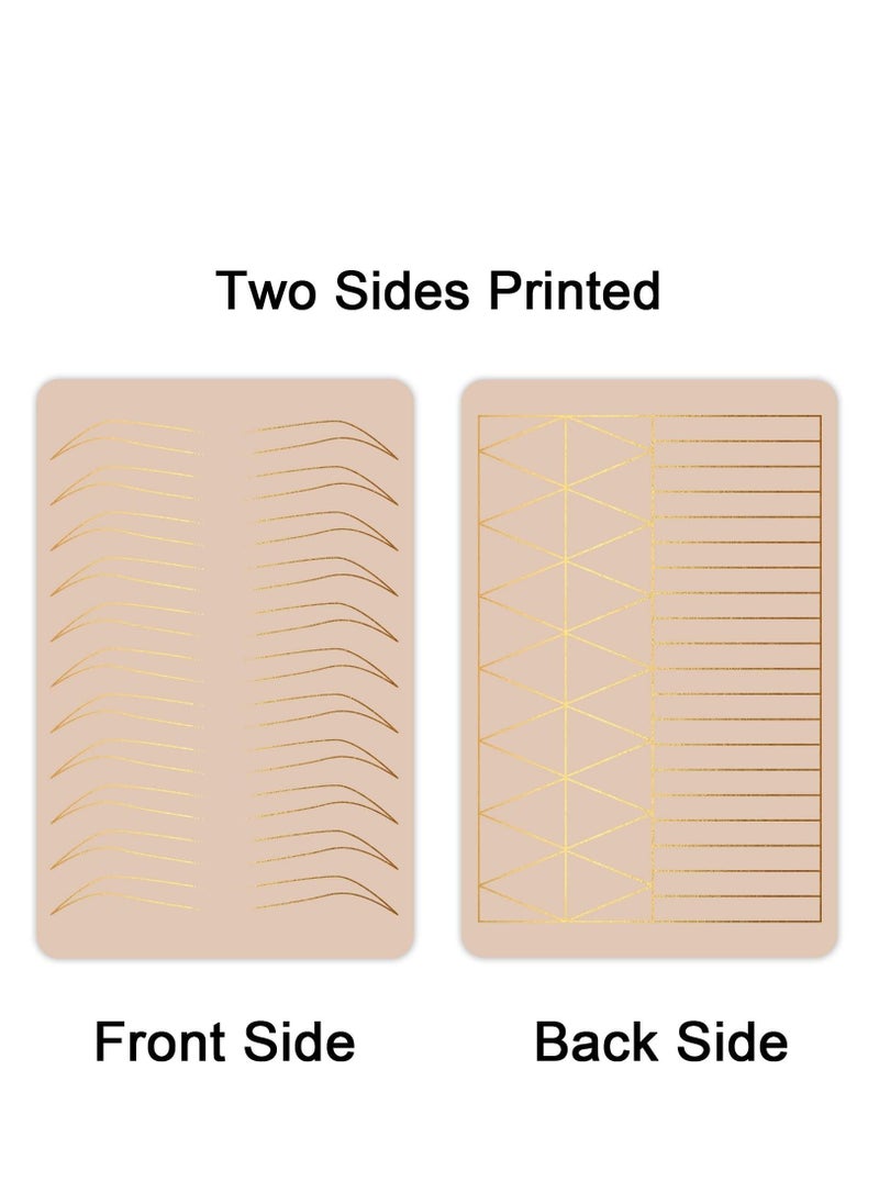 2 Pcs Inkless Double Sided Microblading Practice Skins with Brows and Geometric Shapes for Eyebrow, Permanent Makeup Silicone Skins Practice Brows Microshading and Needling
