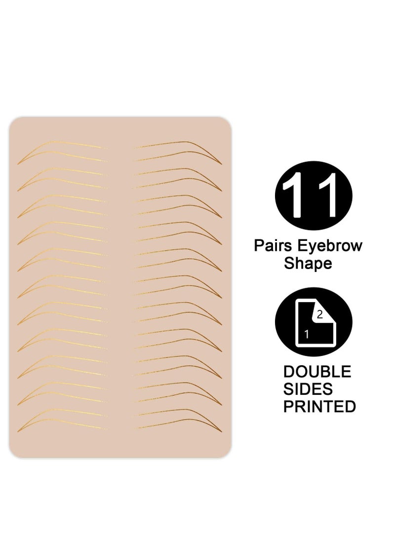 2 Pcs Inkless Double Sided Microblading Practice Skins with Brows and Geometric Shapes for Eyebrow, Permanent Makeup Silicone Skins Practice Brows Microshading and Needling