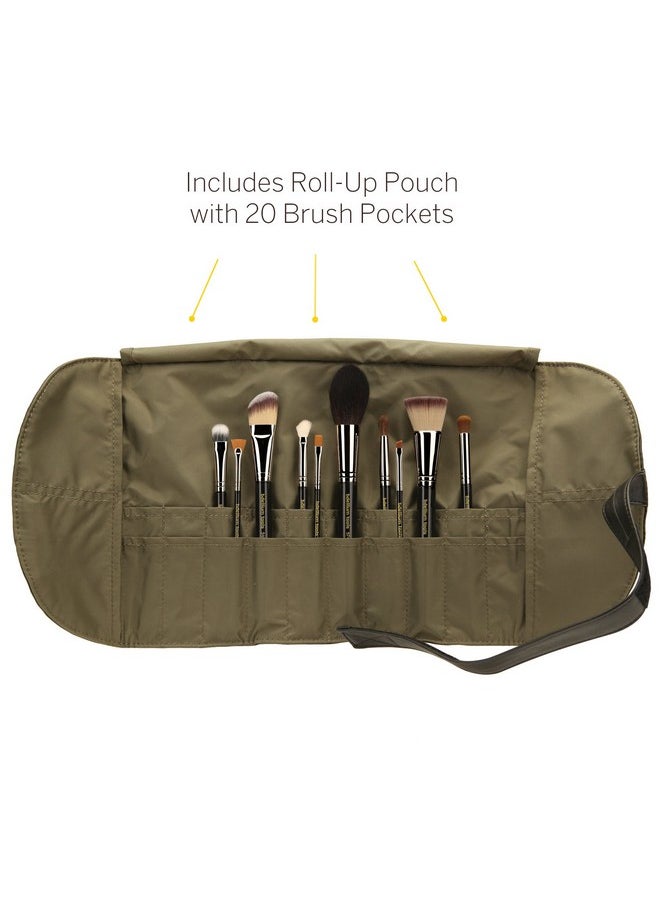 Bdellium Tools Bdellium Tools Professional Makeup Brush Maestro Series - The Key Essential 10pc. Brush Set with Roll-Up Pouch  - Image 2