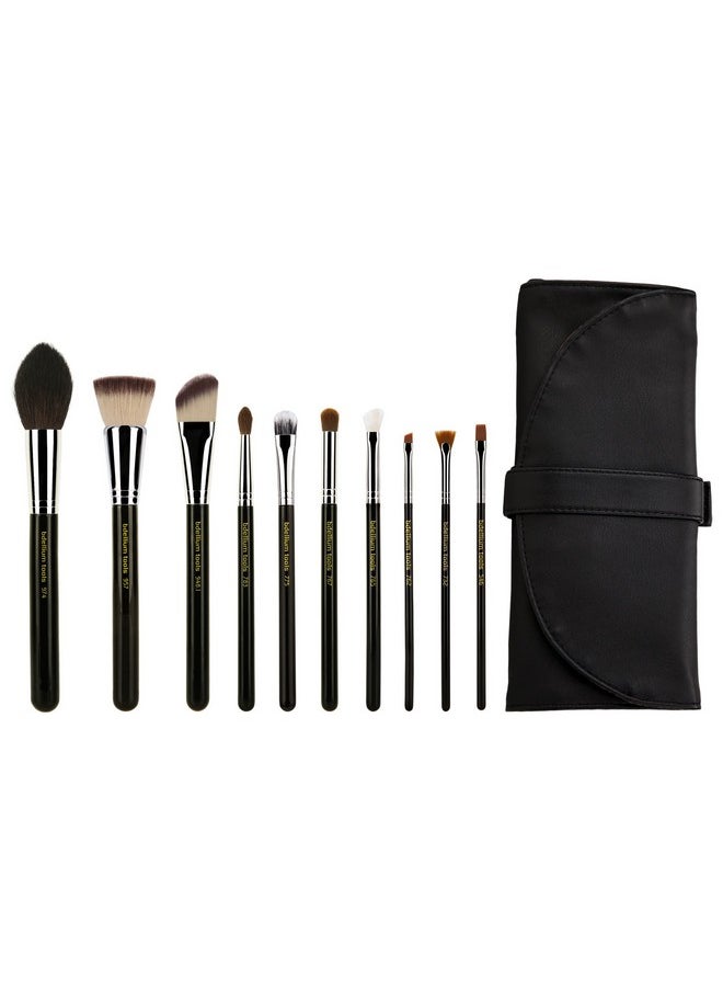 Bdellium Tools Bdellium Tools Professional Makeup Brush Maestro Series - The Key Essential 10pc. Brush Set with Roll-Up Pouch  - Image 1