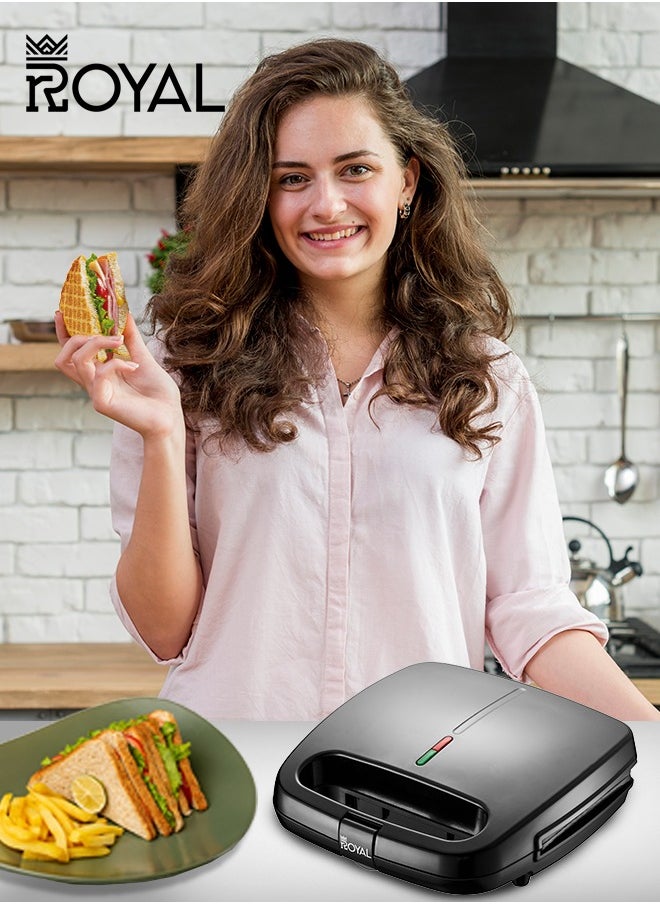 Sandwich Maker 2 Slice Fixed Plates 800 Watts Power & Ready Light Indicator RA-SMF108