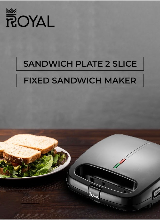 Sandwich Maker 2 Slice Fixed Plates 800 Watts Power & Ready Light Indicator RA-SMF108