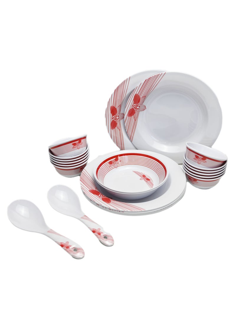 22 Pcs Melamine Dinner Set Melamine Dinnerware Set Of 22 Pcs Dinner Dishes Set, Lightweight Unbreakable For Indoor And Outdoor Use, Bpa Free, Dishwasher Safe