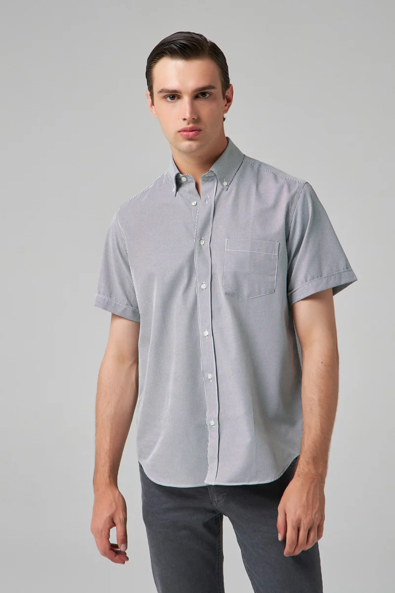 D'S DAMAT Regular Fit Black Striped Shirt 0HF022102314M