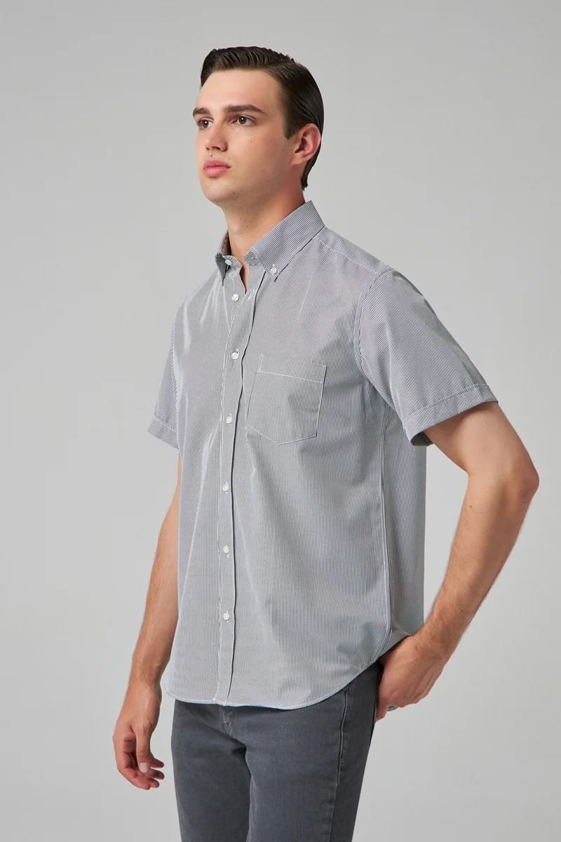 D'S DAMAT Regular Fit Black Striped Shirt 0HF022102314M