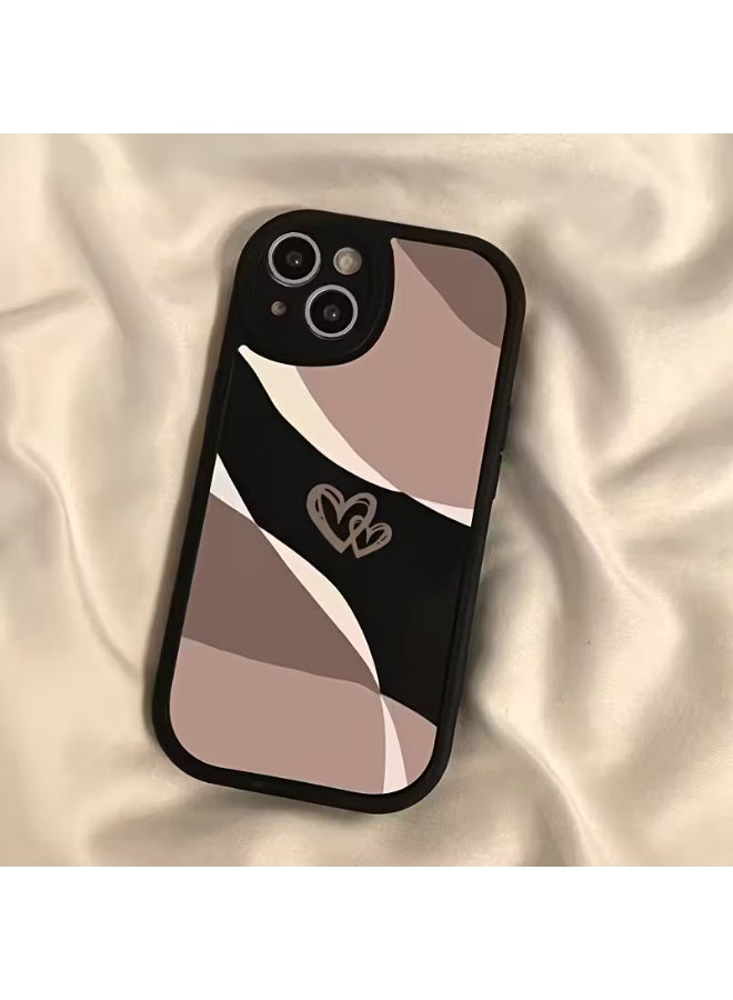 Temu A simple and elegant phone case with light and dark colors and two hearts that reflect a cute style, shockproof and with all-around camera protection, compatible with iPhone 15.