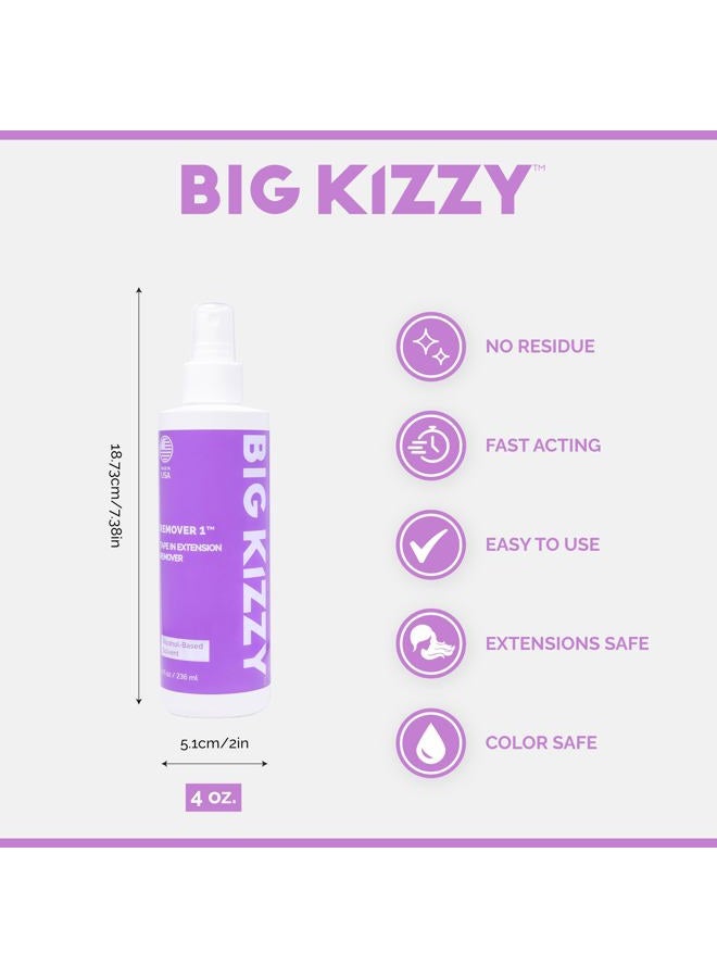 Big Kizzy Tape in Extension Remover (8oz) & Tape Ins Residue Remover (4oz), Big Kizzy Remover 1 + Remover 2 - Fastest Two Step System to Remove Tape in Extensions and Tape Ins Residue - Image 2
