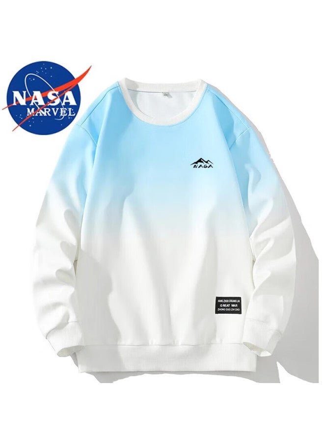 Nasa Marvel Men's Autumn Winter Sweatshirt Fleece Thickened Loose Fit Crewneck Sports Pullover White Pink Fleece L - Image 2