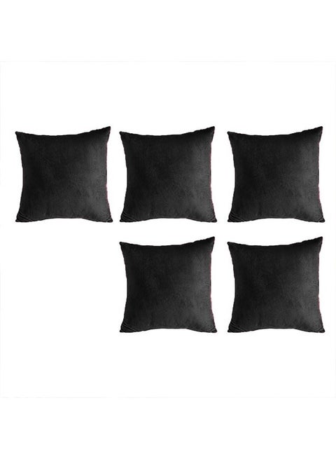 Set of 5 pieces Square Soft Velvet Decorative Cushion with Solid Design and Attractive Colors 45x45 cm - Black